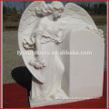 Hot sale stone weeping angel statue white marble angel tombstone for cemetery